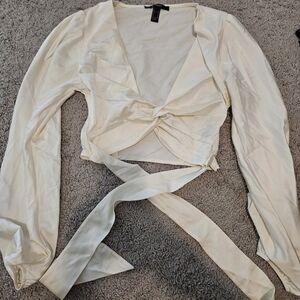Forever 21 Cream Tie-Front Blouse